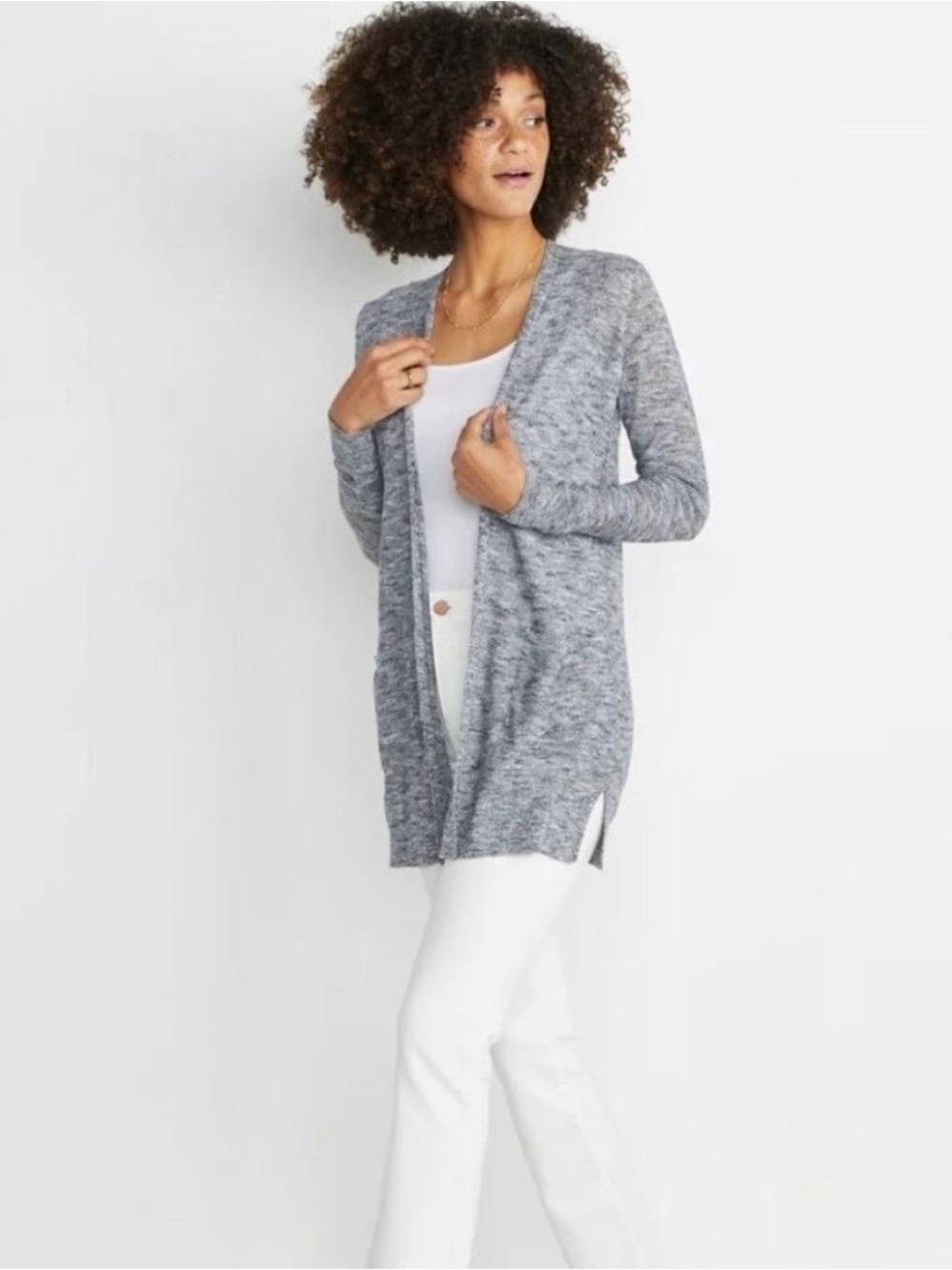 Marine Layer Heather Gray/Blue Open-Front Cardigan